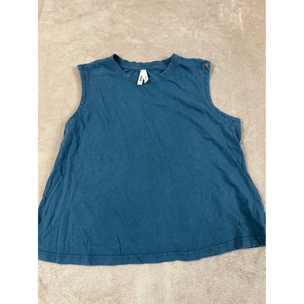 Pact Organic Cotton Muscle Tank Top Women's Medium Blue Teal Crew Sleeveless EUC